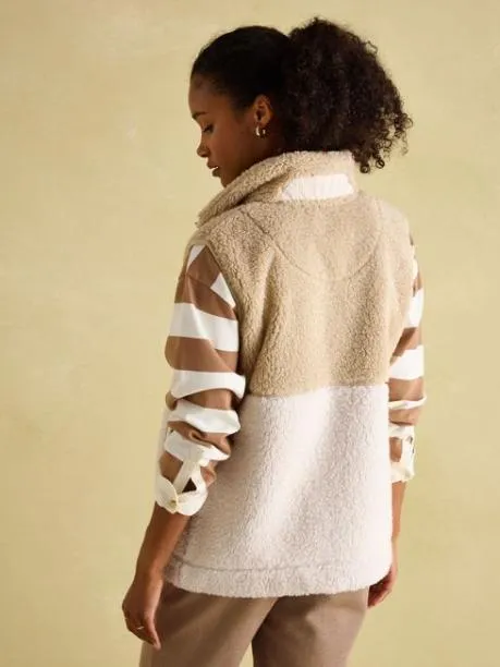 Coats and Jackets Women Joules Cream Fleece Gilet