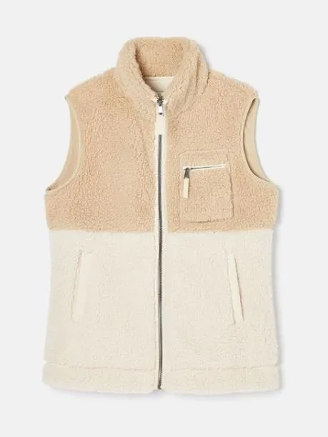 Coats and Jackets Women Joules Cream Fleece Gilet