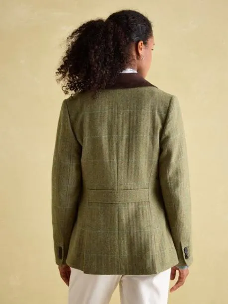 Coats and Jackets Women Joules Khaki Green Tweed Hacking Jacket