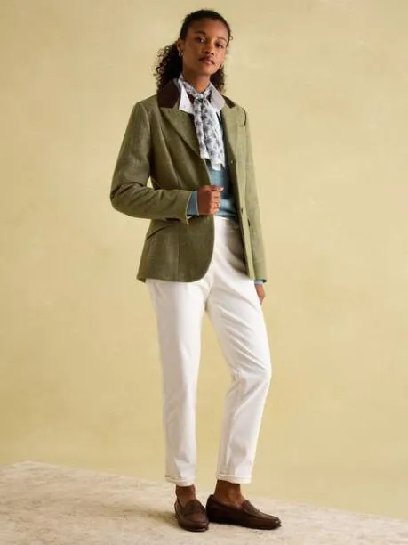 Coats and Jackets Women Joules Khaki Green Tweed Hacking Jacket