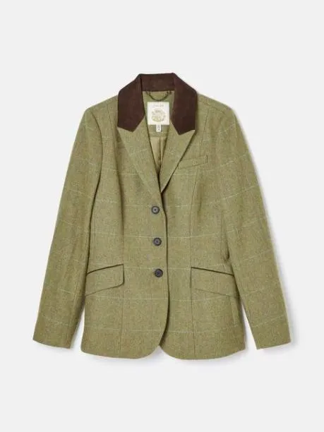 Coats and Jackets Women Joules Khaki Green Tweed Hacking Jacket