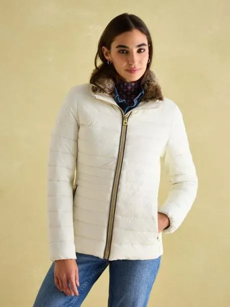 Coats and Jackets Women Joules White Padded Showerproof Jacket With Faux Fur Trim Coats and Jackets Women Joules White Padded Showerproof Jacket With Faux Fur Trim