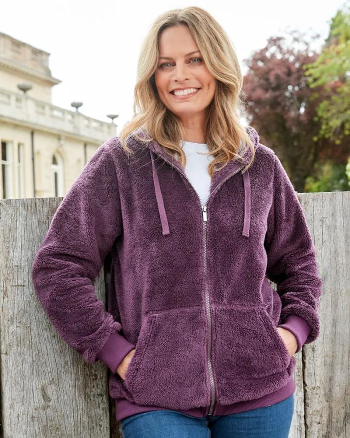 Cotton Traders Coats and Jackets Fleece Hooded ZipThrough Top 8211 WomenMenUnisex