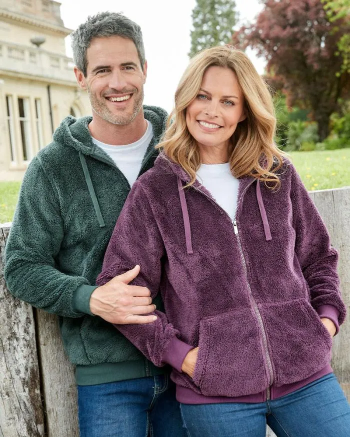 Cotton Traders Coats and Jackets Fleece Hooded ZipThrough Top 8211 WomenMenUnisex