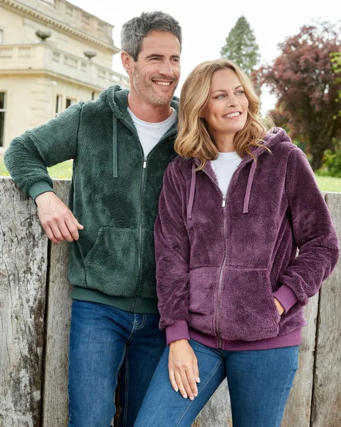 Cotton Traders Coats and Jackets Fleece Hooded ZipThrough Top 8211 WomenMenUnisex