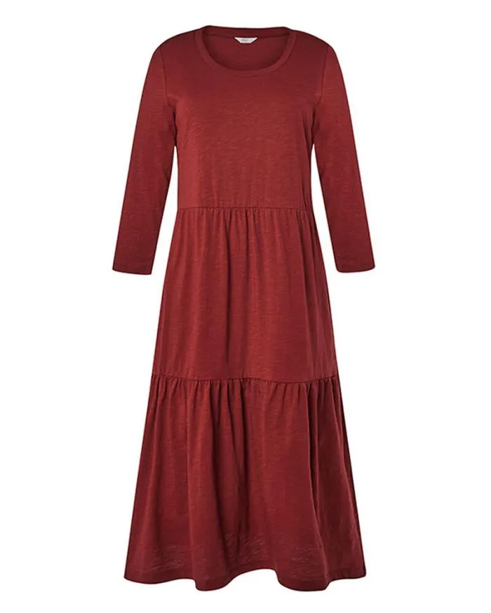 Cotton Traders Dresses OnTrend Jersey Tiered Maxi Dress 8211 Rust 8211 Women