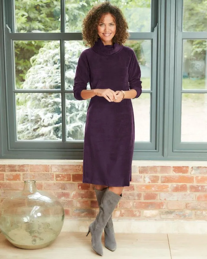 Cotton Traders Dresses Super Soft Jersey Cord Midi Dress 8211 Navy 8211 Women