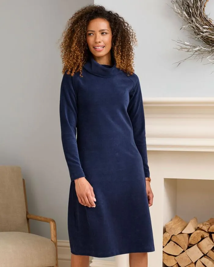 Cotton Traders Dresses Super Soft Jersey Cord Midi Dress 8211 Navy 8211 Women