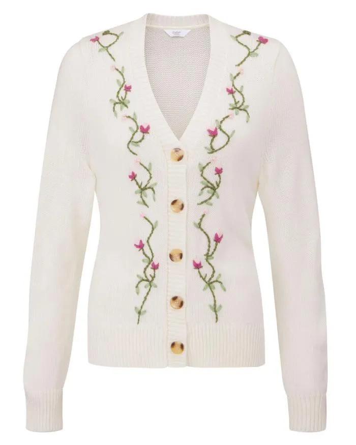Cotton Traders Knitwear Embroidered Button Cardigan 8211 Women