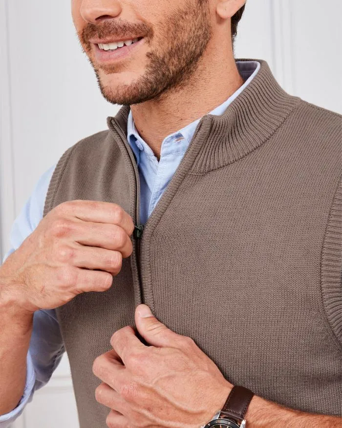 Cotton Traders Knitwear Favourite Cotton Sleeveless Zip Cardigan 8211 Men