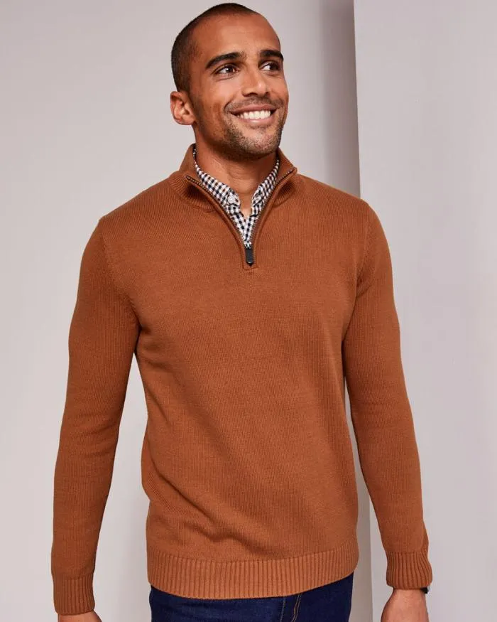 Cotton Traders Knitwear Half Zip Mock Shirt Jumper 8211 Men