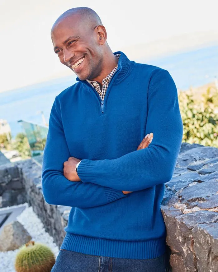 Cotton Traders Knitwear Half Zip Mock Shirt Jumper 8211 Men