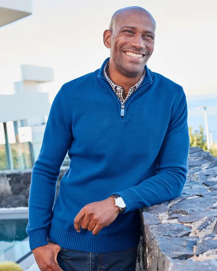 Cotton Traders Knitwear Half Zip Mock Shirt Jumper 8211 Men