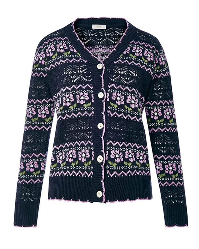 Cotton Traders Knitwear IntoBloom Patterned Pointelle Cardigan 8211 Women