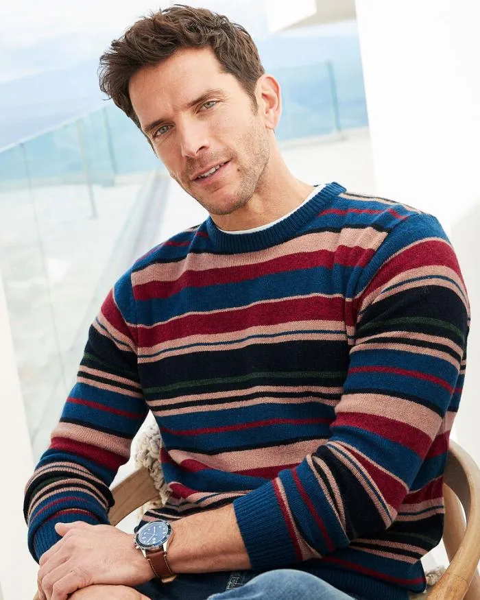 Cotton Traders Knitwear LambswoolRich Stripe Jumper 8211 Men