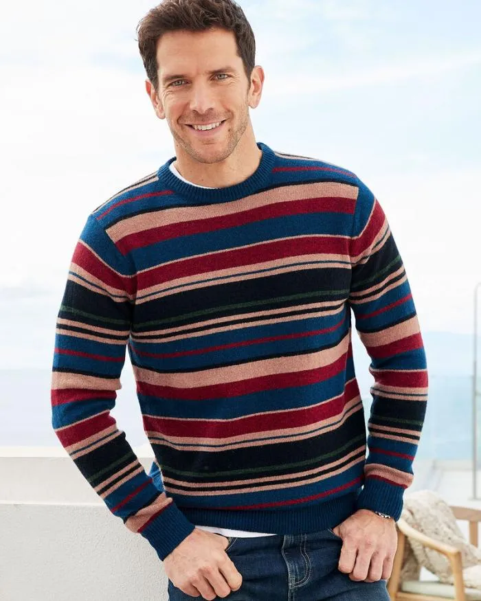 Cotton Traders Knitwear LambswoolRich Stripe Jumper 8211 Men
