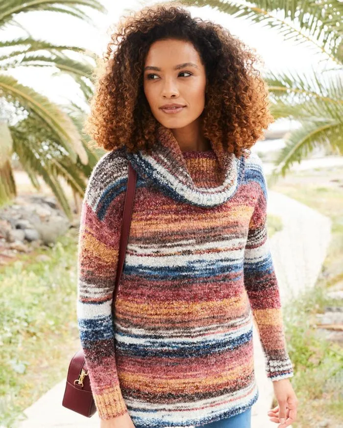 Cotton Traders Knitwear Stripe Cowl Neck Jumper 8211 Women