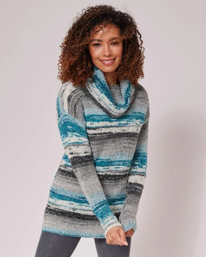 Cotton Traders Knitwear Stripe Cowl Neck Jumper 8211 Women