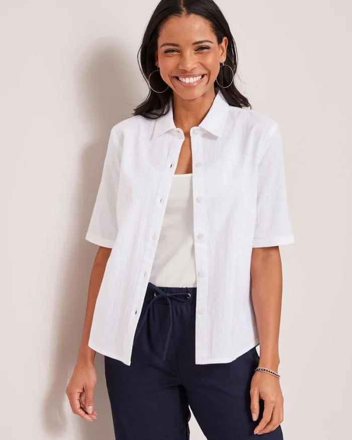 Cotton Traders Shirts and Blouses CottonLinen Short Sleeve Blouse 8211 Women