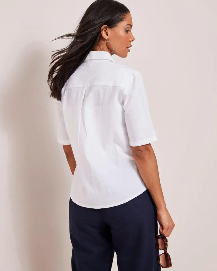 Cotton Traders Shirts and Blouses CottonLinen Short Sleeve Blouse 8211 Women