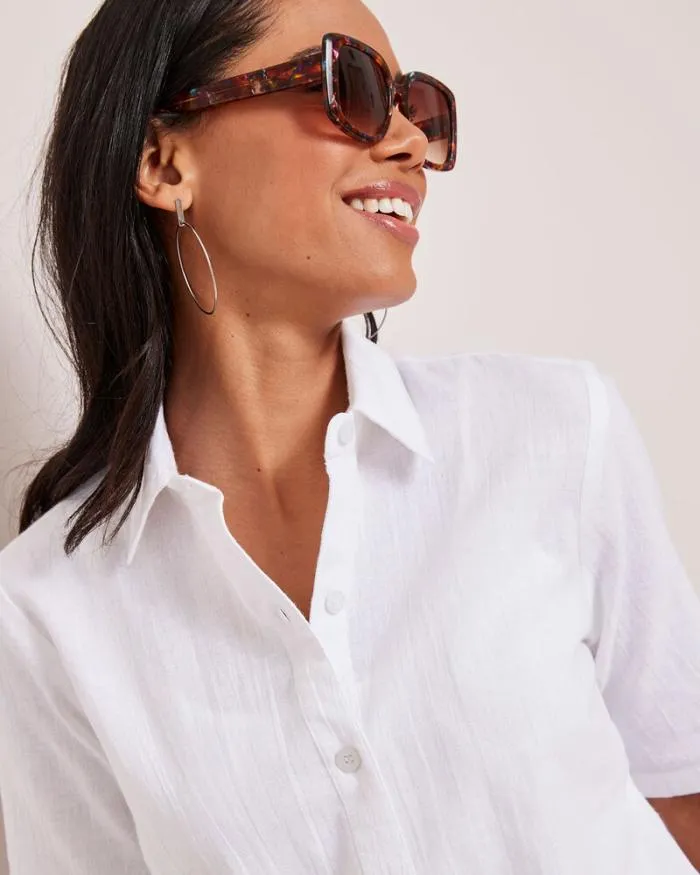 Cotton Traders Shirts and Blouses CottonLinen Short Sleeve Blouse 8211 Women