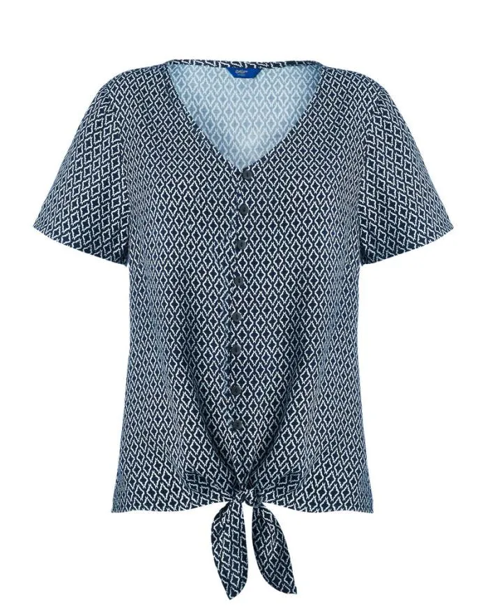Cotton Traders Shirts and Blouses Short Sleeve Print Tie Front Blouse 8211 Women