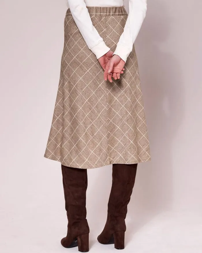 Cotton Traders Skirts Check Jersey PullOn Midi Skirt 8211 Women