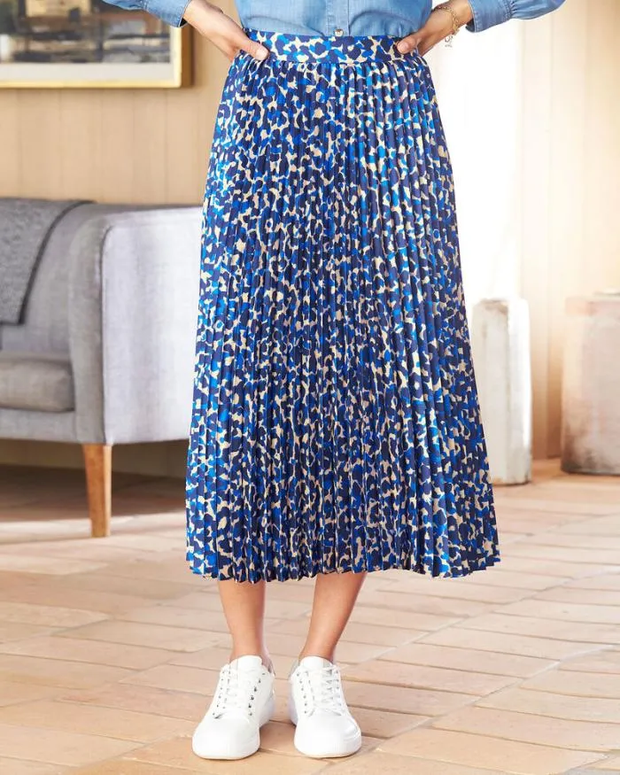 Cotton Traders Skirts RayOfSun Satin Pleat PullOn Print Skirt 8211 Women