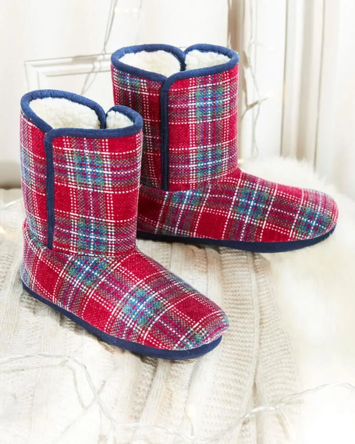 Cotton Traders Slippers Chenille Check Slipper Boots 8211 Women