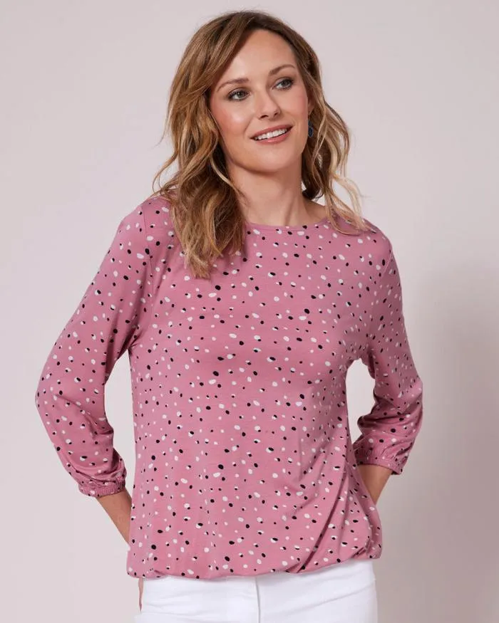 Cotton Traders Tops and TShirts Bubble Hem Sleeve Print Jersey Top 8211 Women