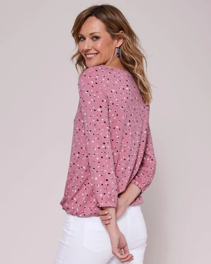 Cotton Traders Tops and TShirts Bubble Hem Sleeve Print Jersey Top 8211 Women