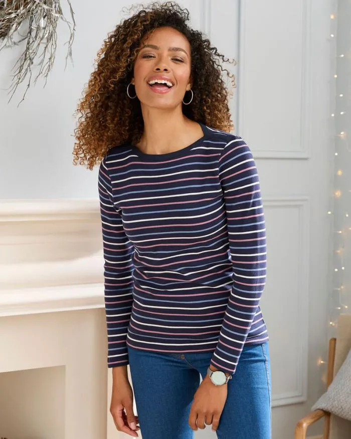 Cotton Traders Tops and TShirts CosyUp Long Sleeve Stripe Boat Neck Top 8211 Women Cotton Traders Tops and TShirts CosyUp Long Sleeve Stripe Boat Neck Top 8211 Women