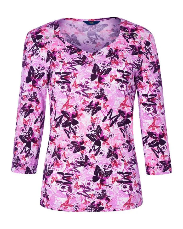 Cotton Traders Tops and TShirts CuteAsAButton Sleeve VNeck Top 8211 Women
