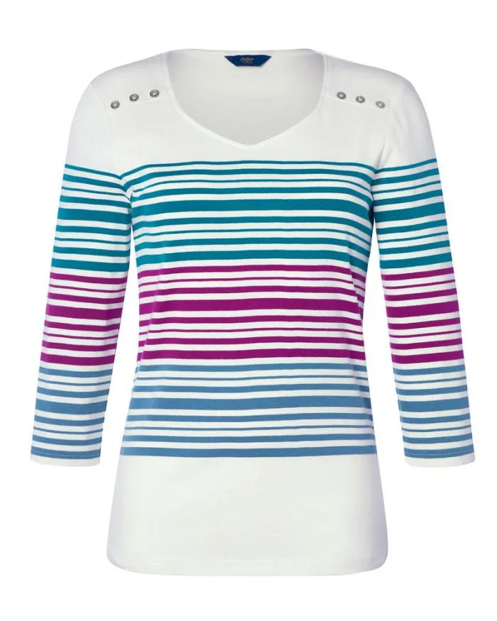 Cotton Traders Tops and TShirts CuteAsAButton Sleeve VNeck Top 8211 Women