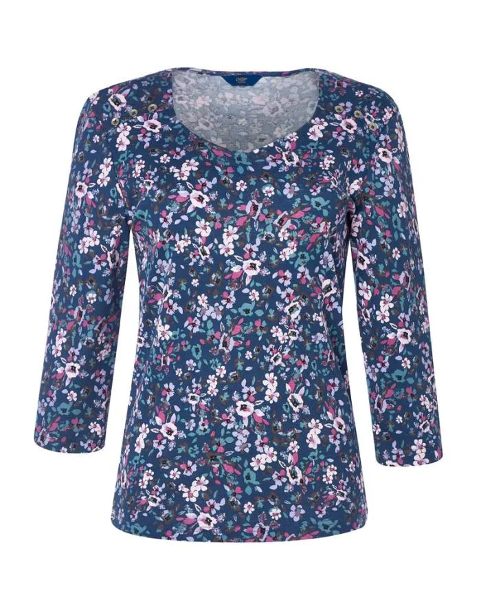 Cotton Traders Tops and TShirts CuteAsAButton Sleeve VNeck Top 8211 Women