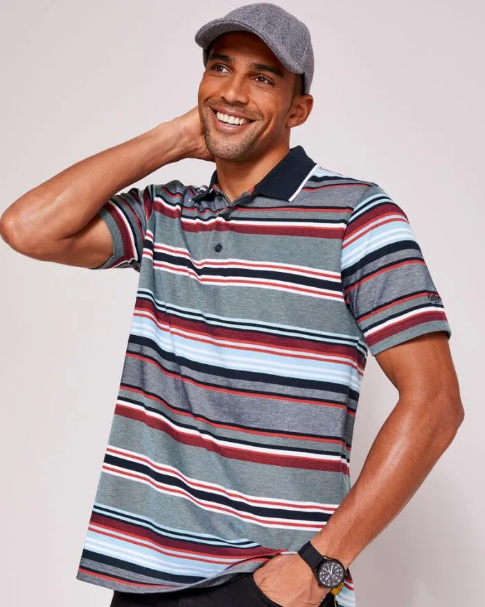 Cotton Traders Tops and TShirts Signature Short Sleeve Variated Stripe Polo Shirt 8211 Men