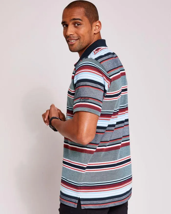 Cotton Traders Tops and TShirts Signature Short Sleeve Variated Stripe Polo Shirt 8211 Men