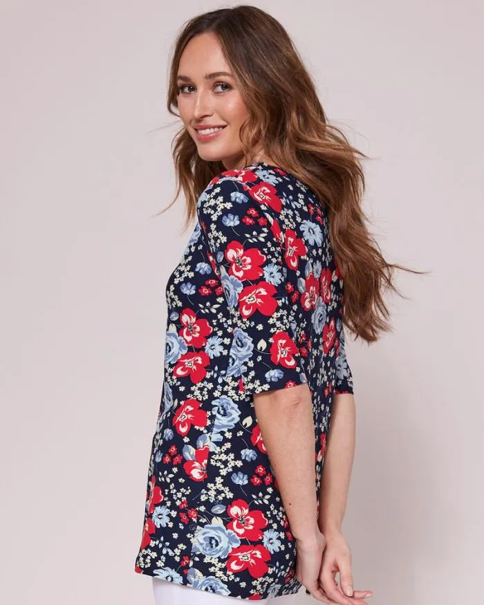 Cotton Traders Tops and TShirts Sleeve VNeck Print Jersey Top 8211 Women