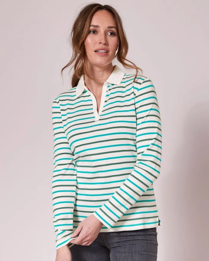 Cotton Traders Tops and TShirts Wrinkle Free Long Sleeve Stripe Polo Top 8211 Women Cotton Traders Tops and TShirts Wrinkle Free Long Sleeve Stripe Polo Top 8211 Women
