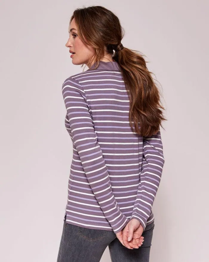 Cotton Traders Tops and TShirts Wrinkle Free Long Sleeve Stripe Polo Top 8211 Women