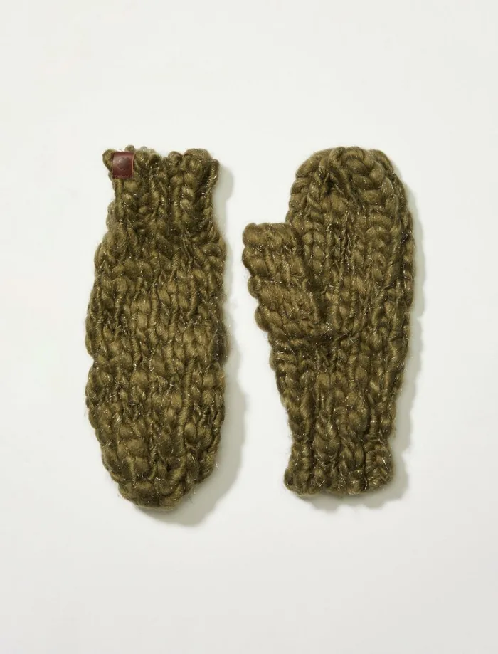 Cozy Knit Mittens Dark Green Women Lucky Brand Gloves