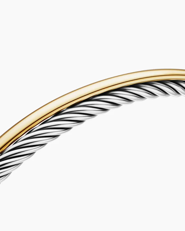 Crossover Bracelet In Sterling Silver With 18K Yellow Gold 3mm Women David Yurman Cuff Crossover Bracelet In Sterling Silver With 18K Yellow Gold 3mm Women David Yurman Cuff
