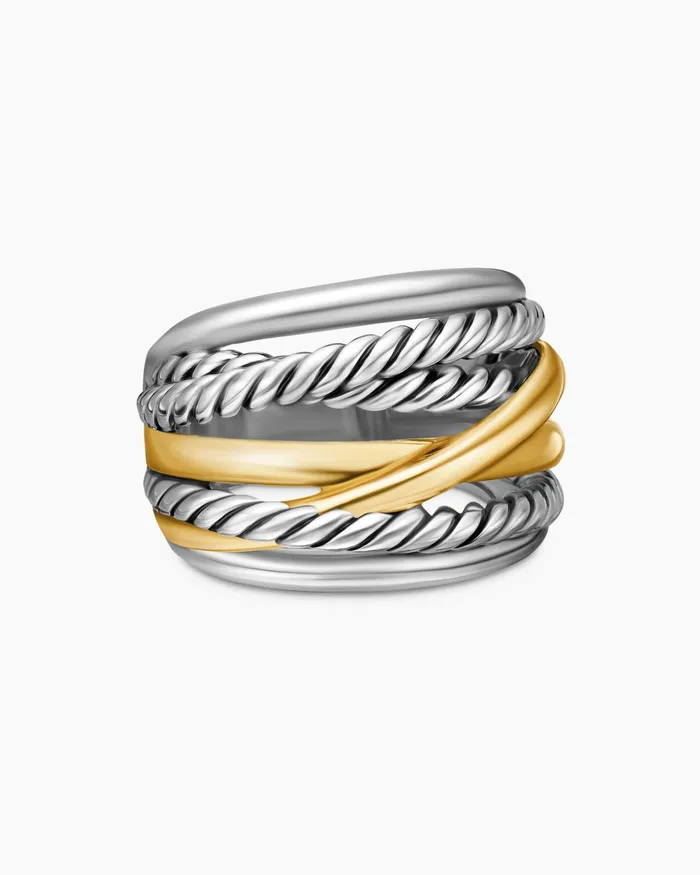 Crossover Ring In Sterling Silver With 14K Yellow Gold 17mm Women David Yurman Statement Crossover Ring In Sterling Silver With 14K Yellow Gold 17mm Women David Yurman Statement