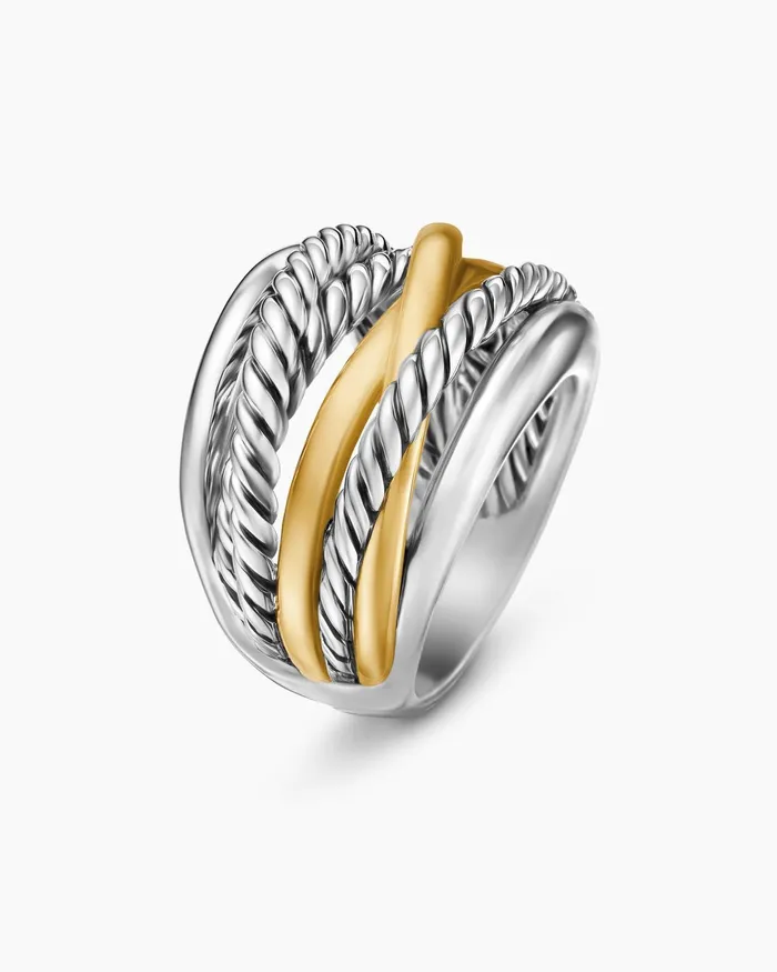Crossover Ring In Sterling Silver With 14K Yellow Gold 17mm Women David Yurman Statement Crossover Ring In Sterling Silver With 14K Yellow Gold 17mm Women David Yurman Statement