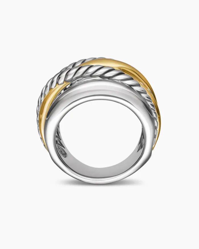 Crossover Ring In Sterling Silver With 14K Yellow Gold 17mm Women David Yurman Statement Crossover Ring In Sterling Silver With 14K Yellow Gold 17mm Women David Yurman Statement