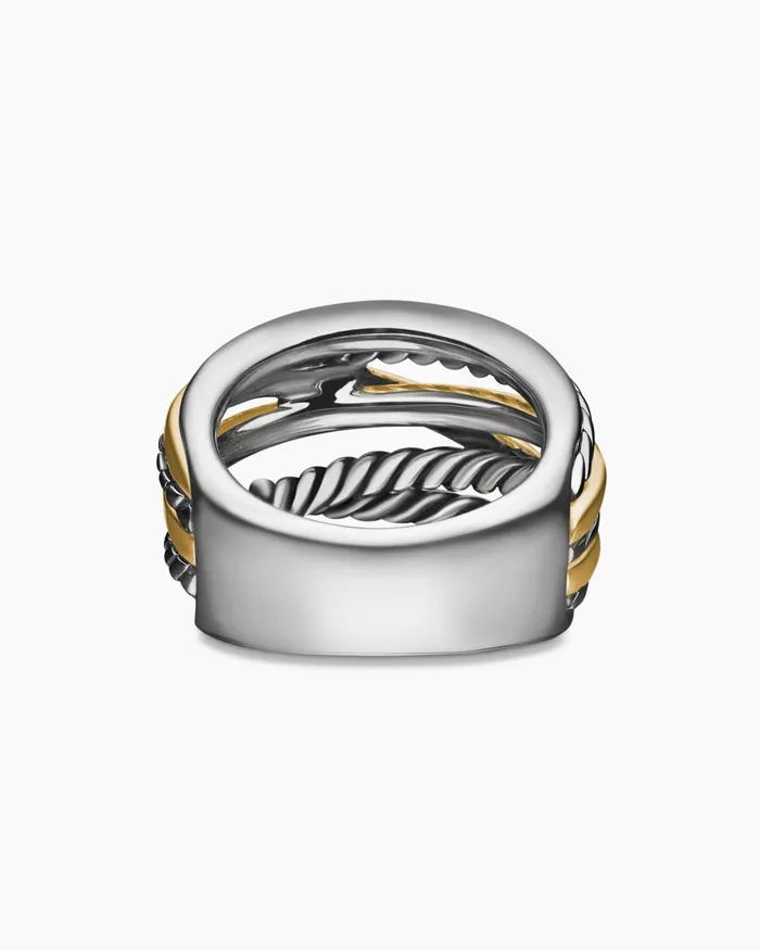 Crossover Ring In Sterling Silver With 14K Yellow Gold 17mm Women David Yurman Statement Crossover Ring In Sterling Silver With 14K Yellow Gold 17mm Women David Yurman Statement