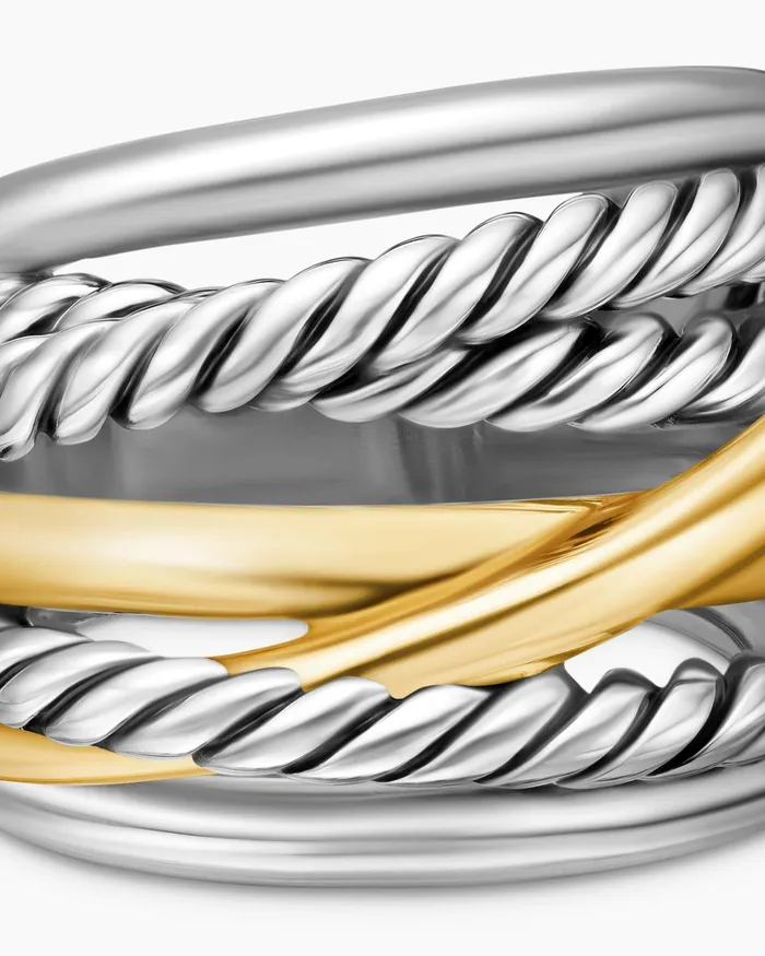 Crossover Ring In Sterling Silver With 14K Yellow Gold 17mm Women David Yurman Statement Crossover Ring In Sterling Silver With 14K Yellow Gold 17mm Women David Yurman Statement