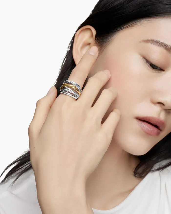 Crossover Ring In Sterling Silver With 14K Yellow Gold 17mm Women David Yurman Statement Crossover Ring In Sterling Silver With 14K Yellow Gold 17mm Women David Yurman Statement