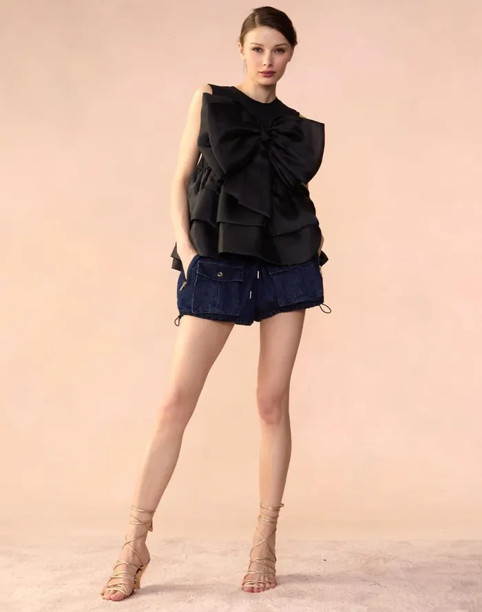Cynthia Rowley Blair Bow Top Women Tops