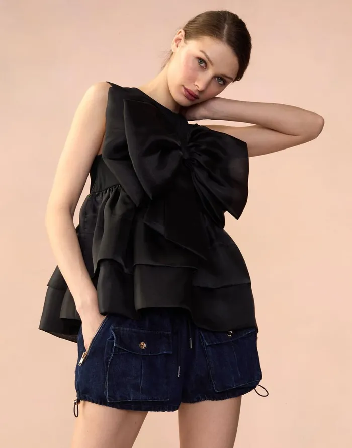 Cynthia Rowley Blair Bow Top Women Tops Cynthia Rowley Blair Bow Top Women Tops